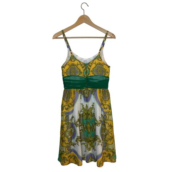 VINTAGE | Y2K ALEXIA ADMOR Gauze Chiffon Waist Detail Baroque Silk Mini Dress - Picture 2 of 16